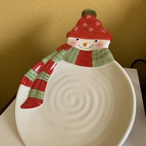 Hallmark Christmas Snowman Ceramic Smack or Candy Dish